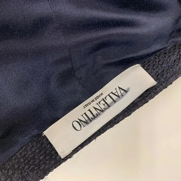 VALENTINO Midi Skirt Dark Blue Wool Silk Size 6 - Picture 6 of 8